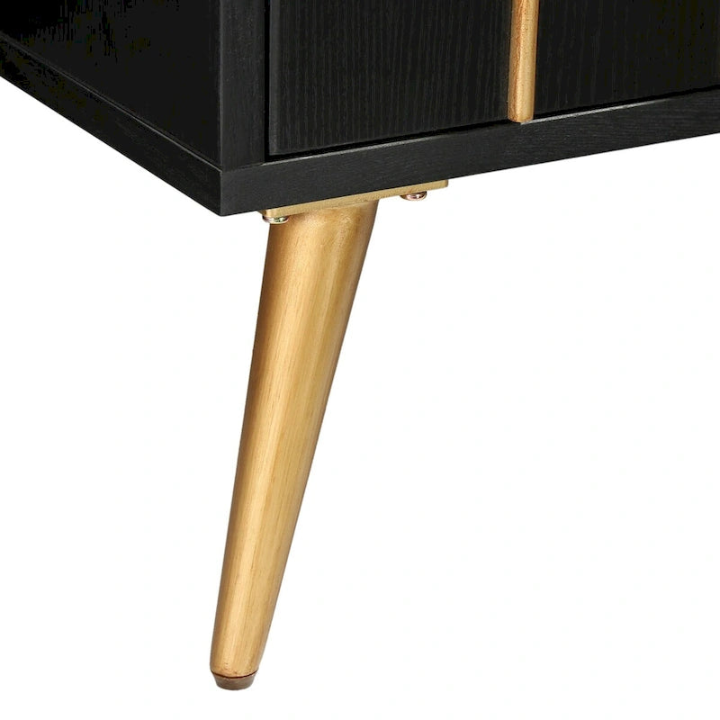 Evari Mid-century Modern 2-Door Accent Cabinet Sideboard Antique Gold Storage Shelf for Living/ Dining Room 8