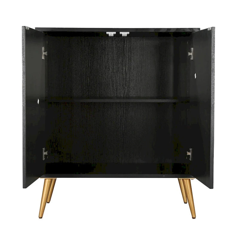 Evari Mid-century Modern 2-Door Accent Cabinet Sideboard Antique Gold Storage Shelf for Living/ Dining Room 9