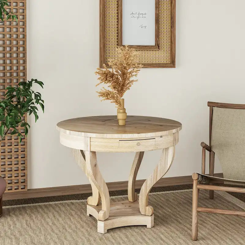 Curved Legs Farmhouse Style Small Size Round Dining Table 3