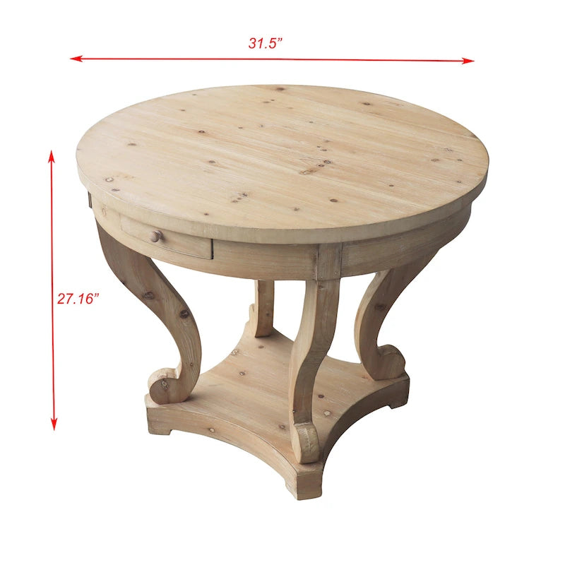 Curved Legs Farmhouse Style Small Size Round Dining Table 6