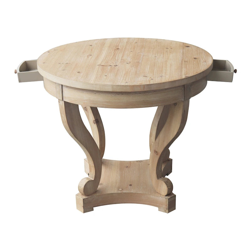 Curved Legs Farmhouse Style Small Size Round Dining Table 7