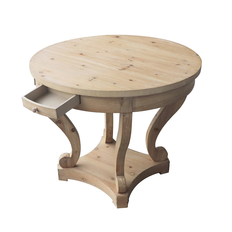 Curved Legs Farmhouse Style Small Size Round Dining Table 10