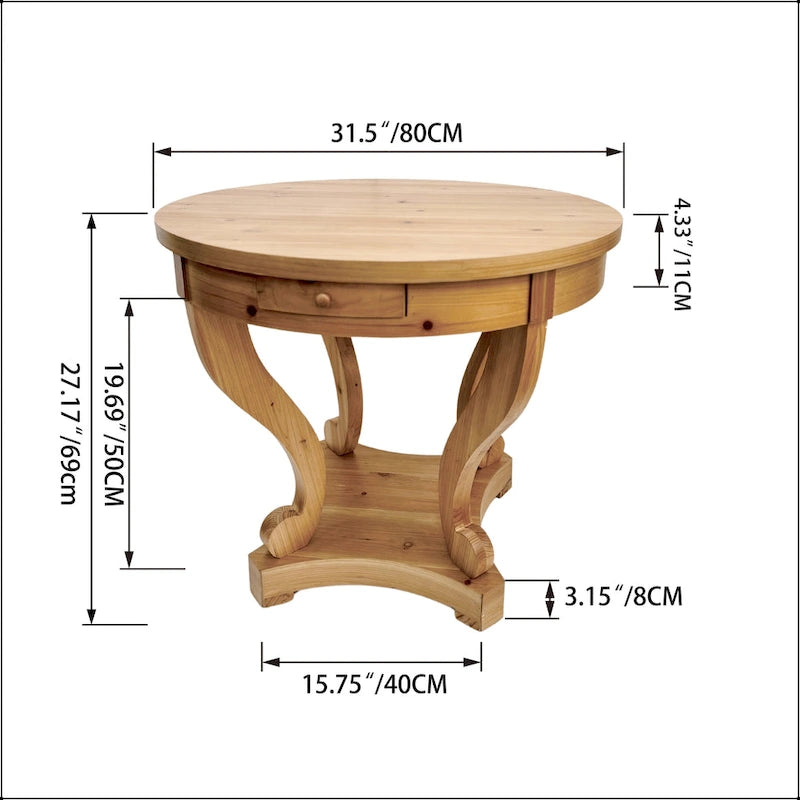 Curved Legs Farmhouse Style Small Size Round Dining Table 12