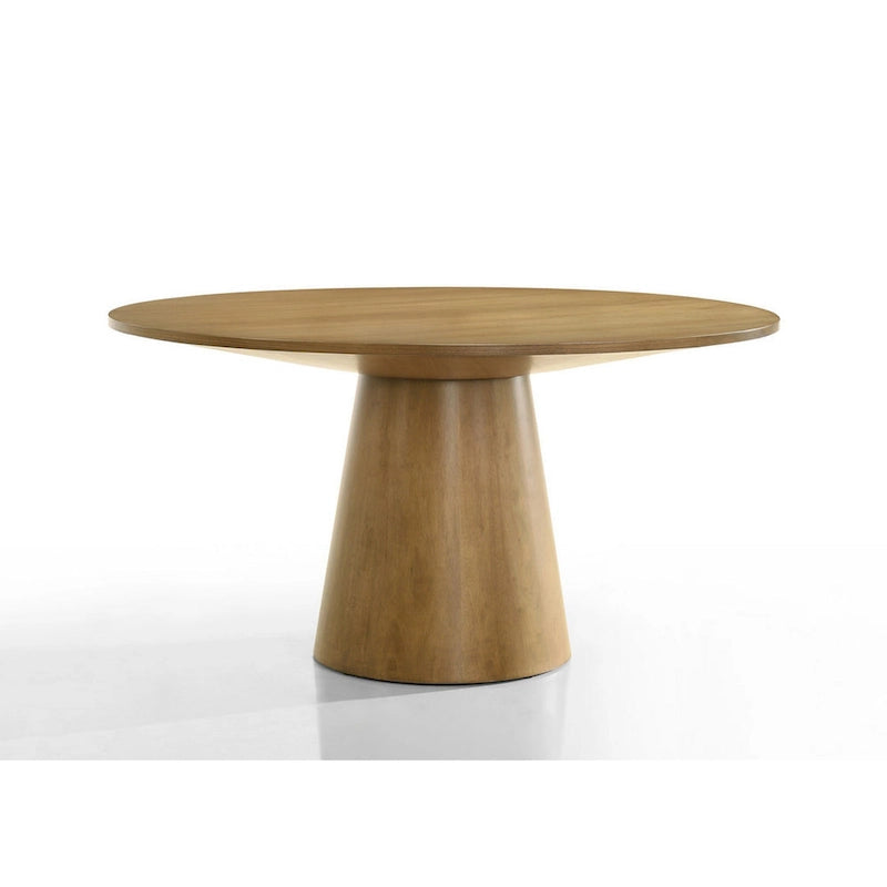 Yuvi 3 Piece Dining Table and Chair Set, Round, Barrel Seat, Brown, Gray 3
