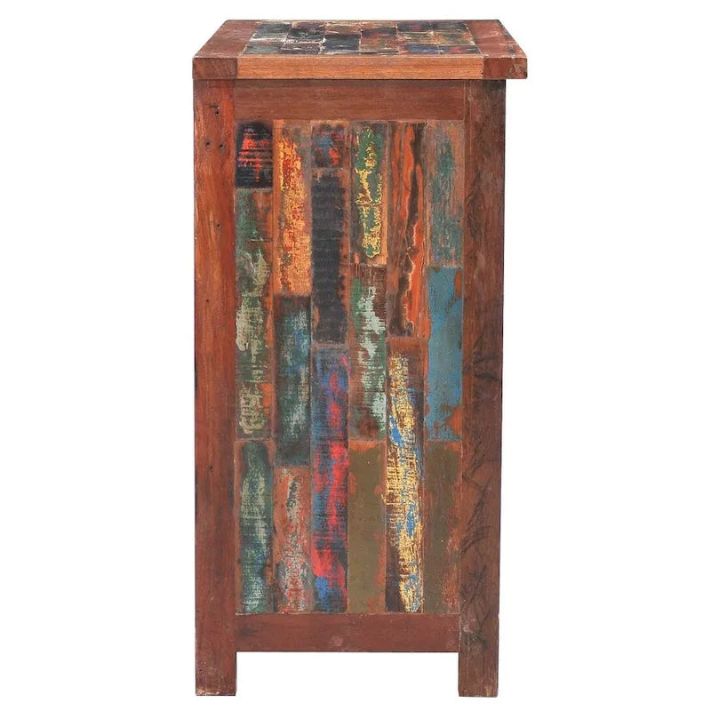 Marina Del Rey Recycled Teak Wood Linen Cabinet with 2 doors and 2 drawers 6