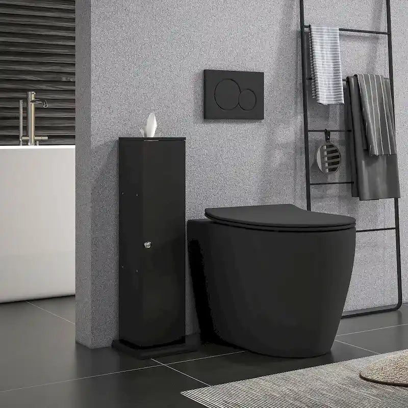HOMCOM Toilet Paper Cabinet, Small Bathroom Corner Floor Cabinet with Doors and Shelves, Thin Storage Bathroom Organizer 17