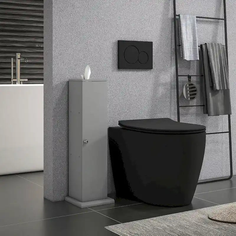 HOMCOM Toilet Paper Cabinet, Small Bathroom Corner Floor Cabinet with Doors and Shelves, Thin Storage Bathroom Organizer 18