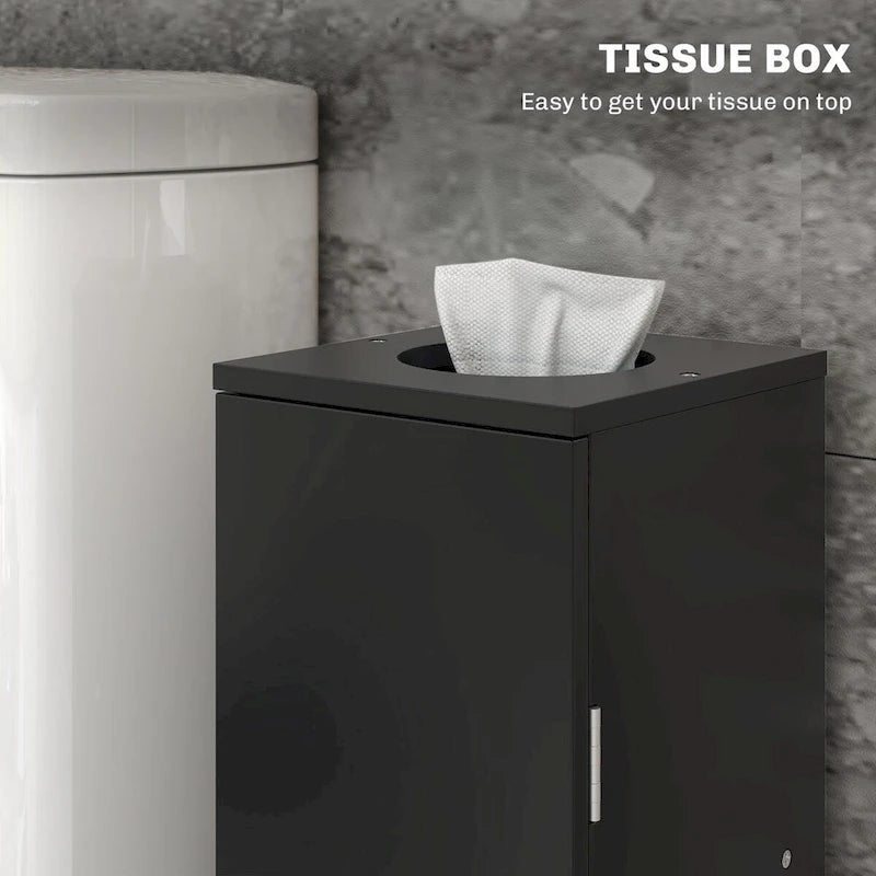 HOMCOM Toilet Paper Cabinet, Small Bathroom Corner Floor Cabinet with Doors and Shelves, Thin Storage Bathroom Organizer 5