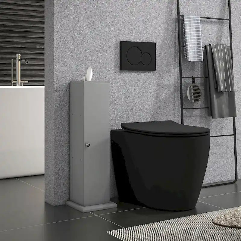 HOMCOM Toilet Paper Cabinet, Small Bathroom Corner Floor Cabinet with Doors and Shelves, Thin Storage Bathroom Organizer 9