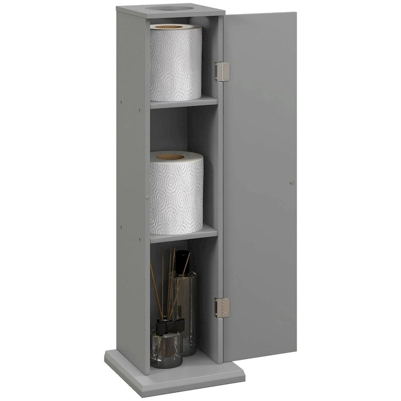 HOMCOM Toilet Paper Cabinet, Small Bathroom Corner Floor Cabinet with Doors and Shelves, Thin Storage Bathroom Organizer 10