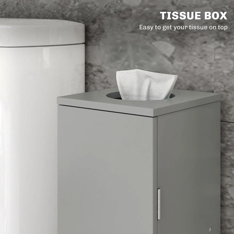 HOMCOM Toilet Paper Cabinet, Small Bathroom Corner Floor Cabinet with Doors and Shelves, Thin Storage Bathroom Organizer 13