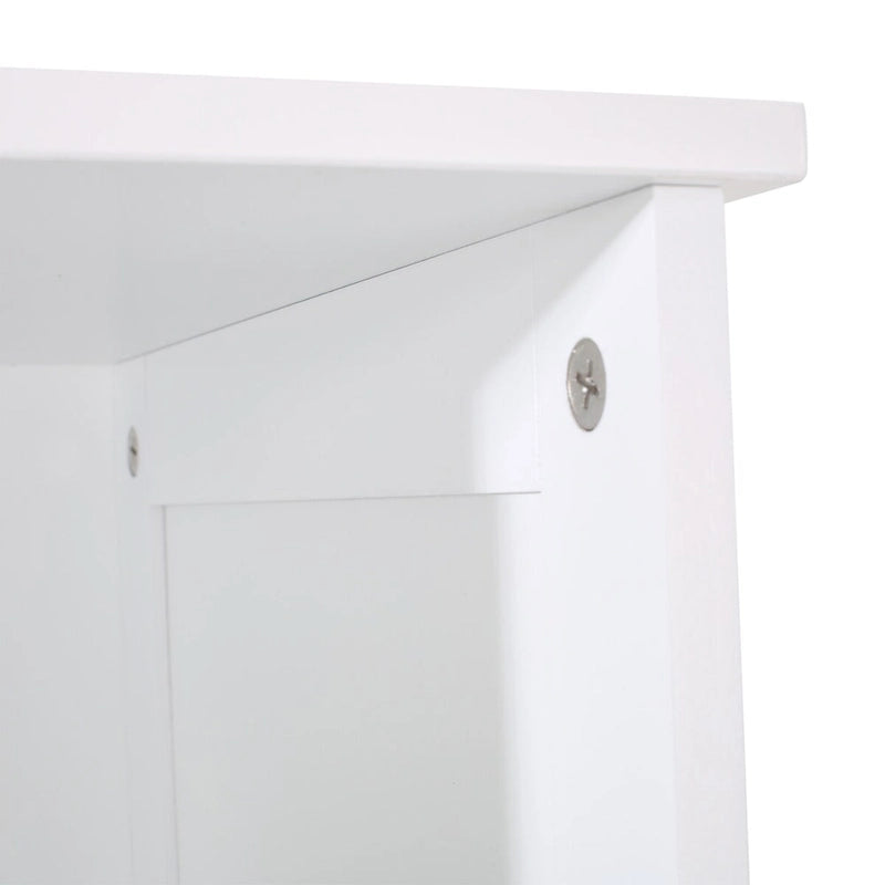 63-inch Tall Bathroom Linen Cabinet, Freestanding Diplay Storage Cabinet with 1 Door and Adjustable in White 4