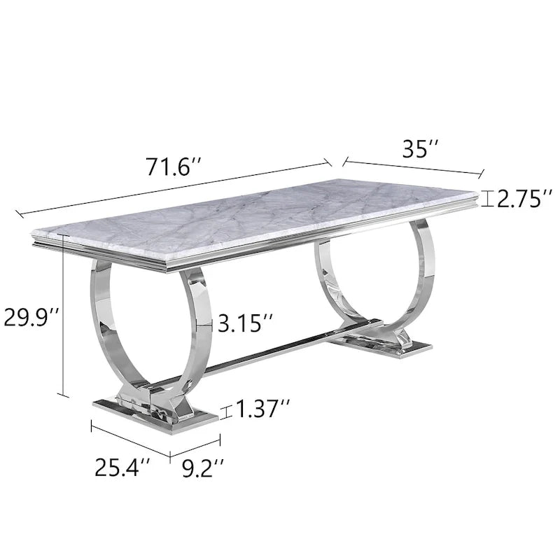Modern Dining Room Table with Stainless Steel Metal U-Base 23