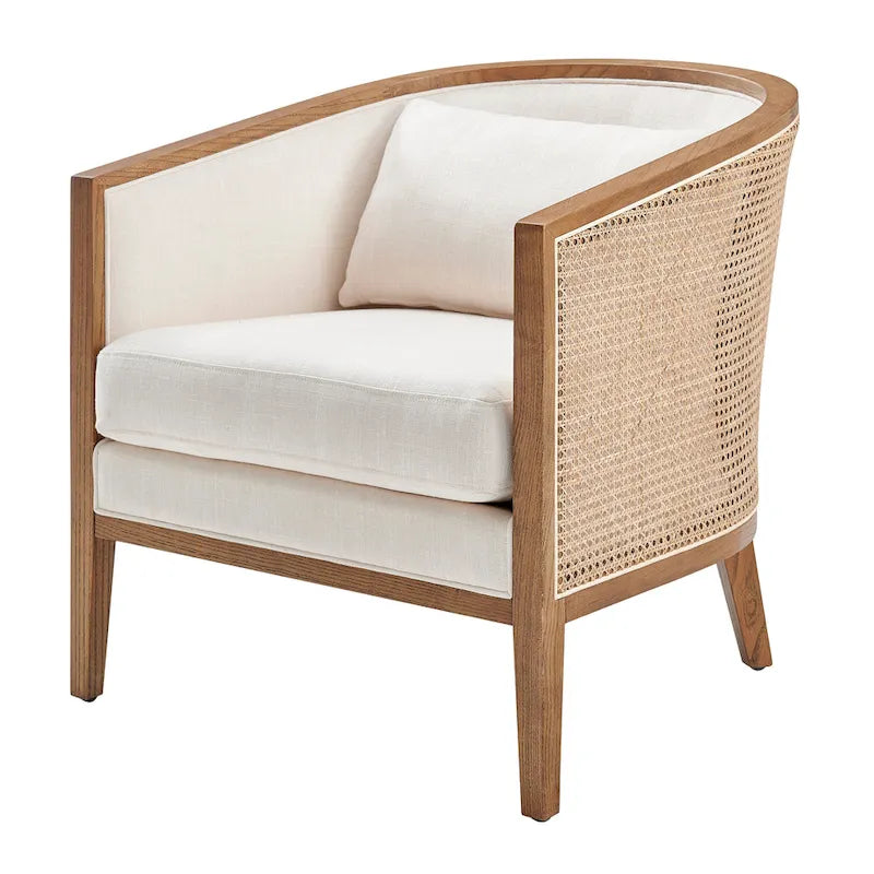 Tillman Linen Accent Arm Chair with Rattan 14