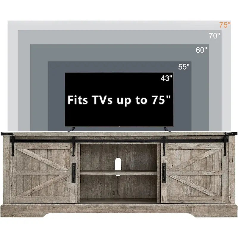 Farmhouse Wood TV Stand, Rustic Entertainment Center, Console Cabinet - n/a 27