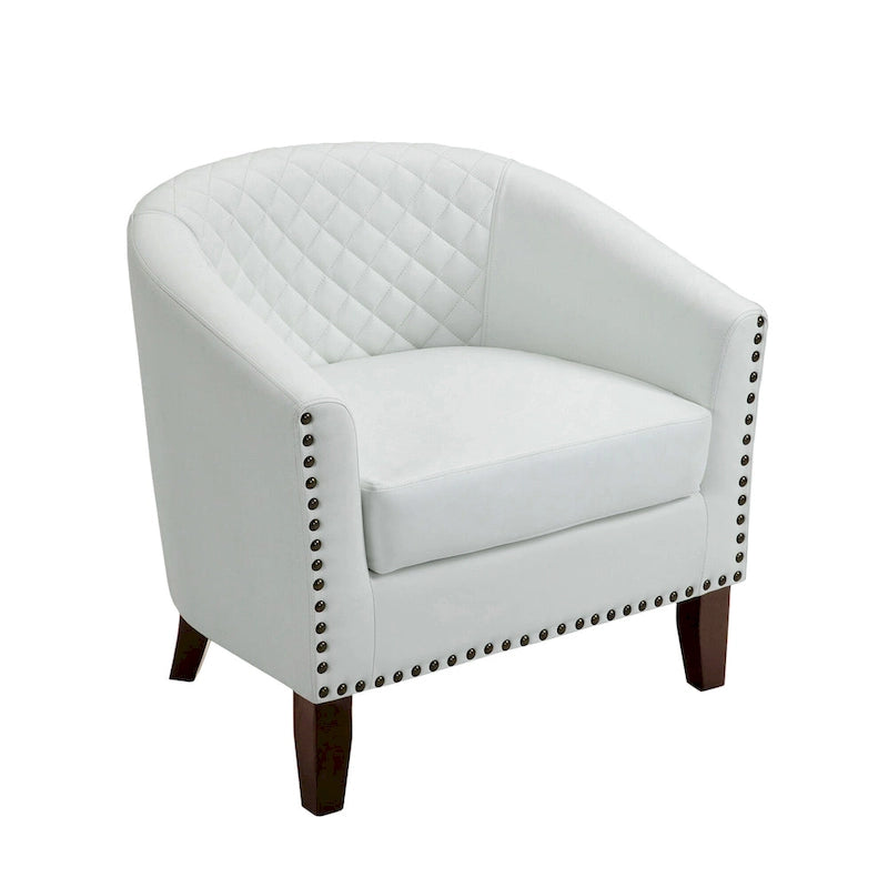 Ethan Accent Chair Barrel PU Leather with Nailhead Trim 21
