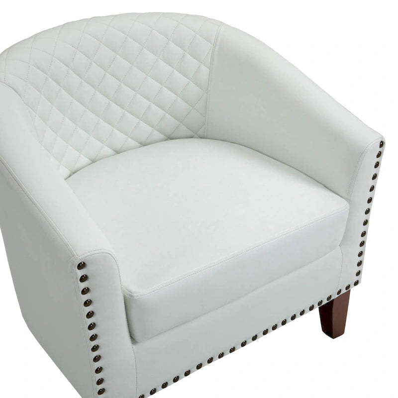 Ethan Accent Chair Barrel PU Leather with Nailhead Trim 24
