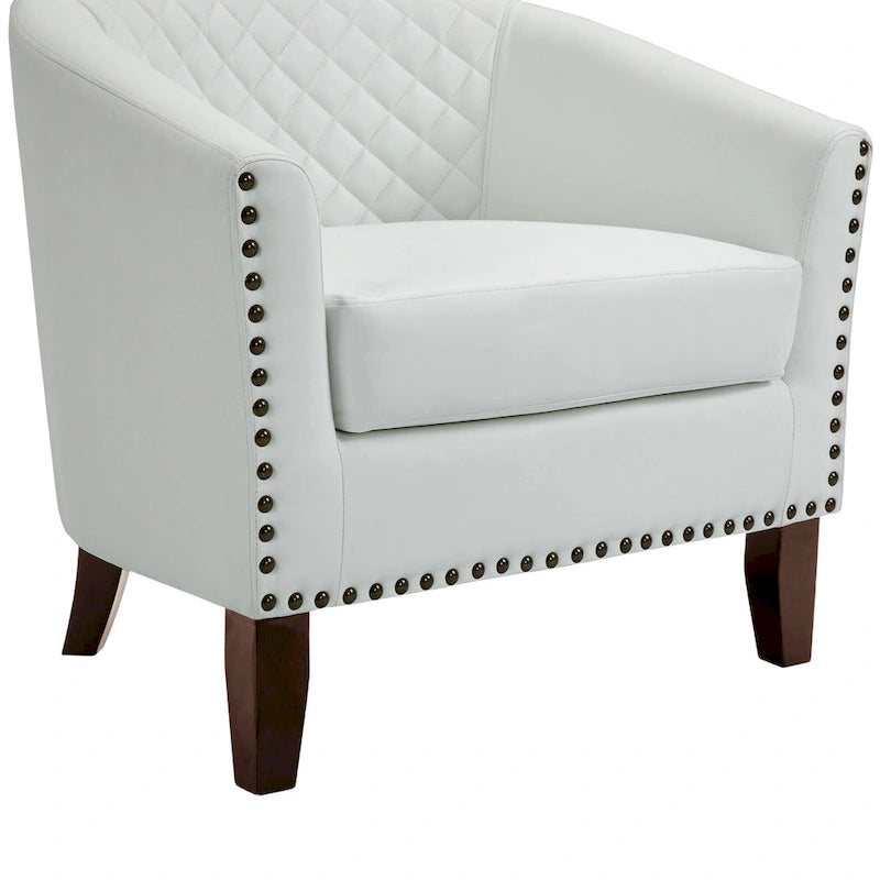 Ethan Accent Chair Barrel PU Leather with Nailhead Trim 25