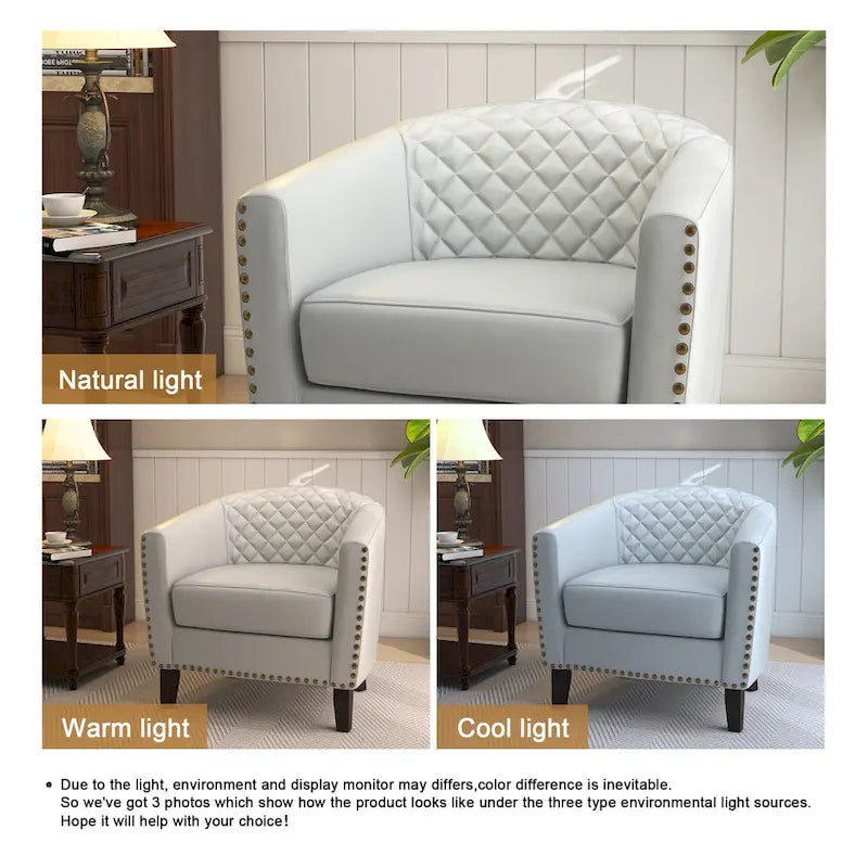 Ethan Accent Chair Barrel PU Leather with Nailhead Trim 29