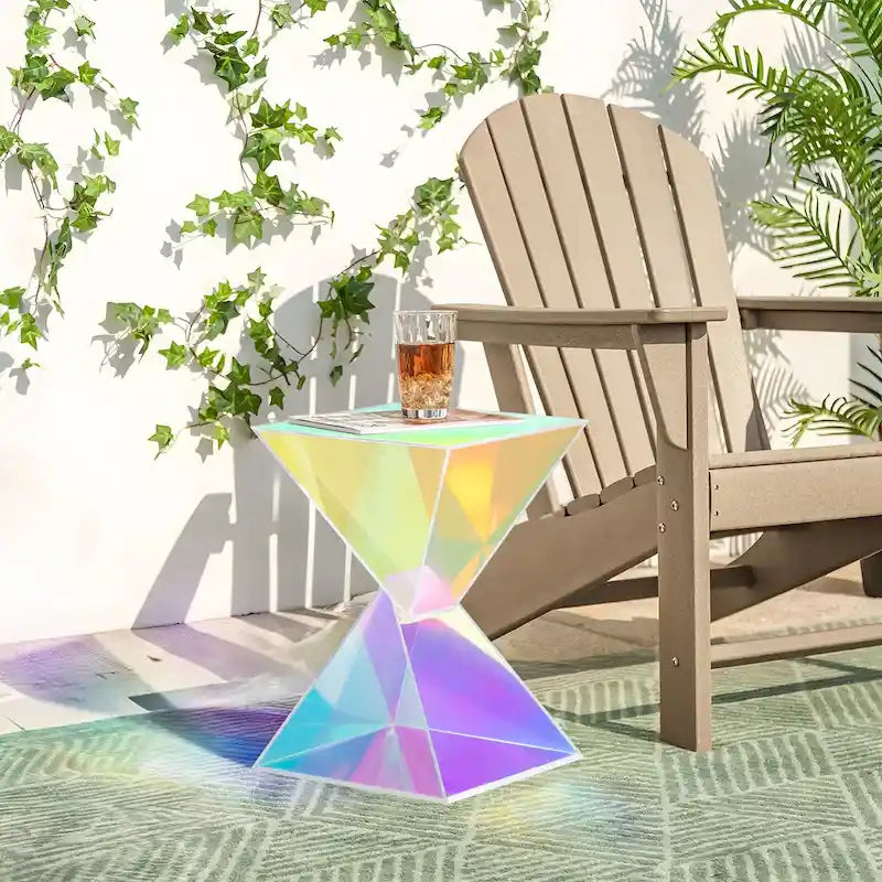 Modern Acrylic Accent End Table, Outdoor Side Tables - 18.11H x 12.6W x 12.6L 35