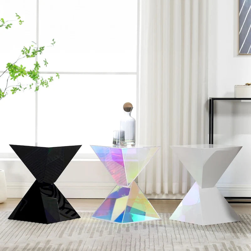 Modern Acrylic Accent End Table, Outdoor Side Tables - 18.11H x 12.6W x 12.6L 2