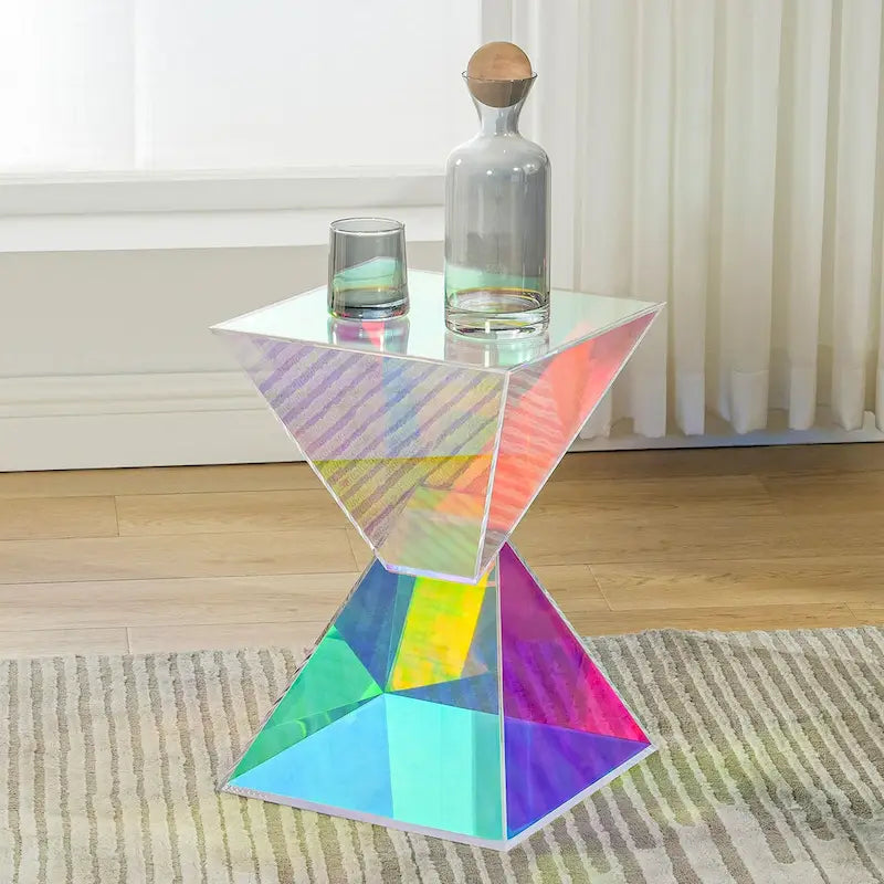 Modern Acrylic Accent End Table, Outdoor Side Tables - 18.11H x 12.6W x 12.6L 5