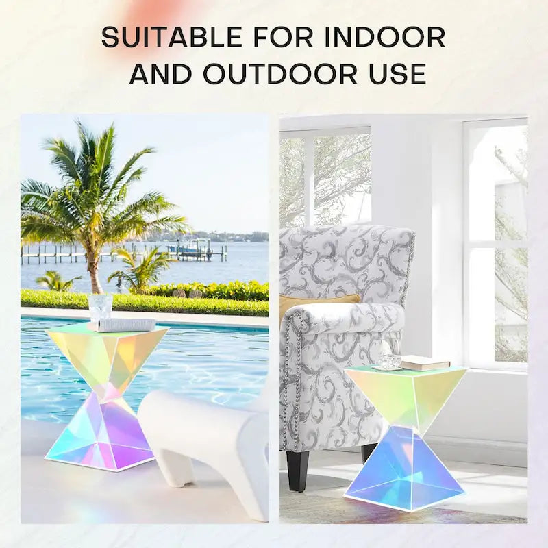 Modern Acrylic Accent End Table, Outdoor Side Tables - 18.11H x 12.6W x 12.6L 8
