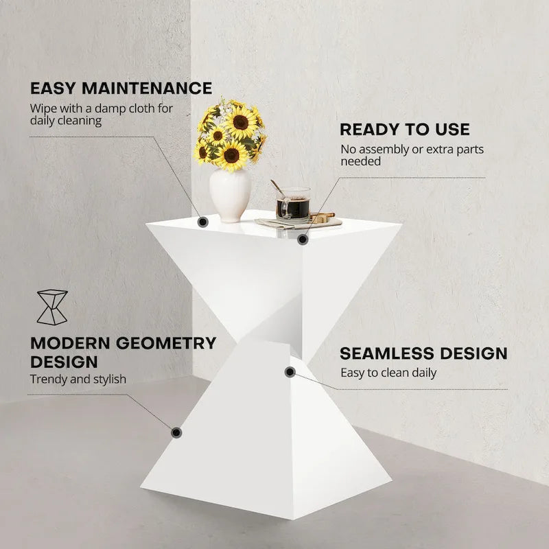 Modern Acrylic Accent End Table, Outdoor Side Tables - 18.11H x 12.6W x 12.6L 10