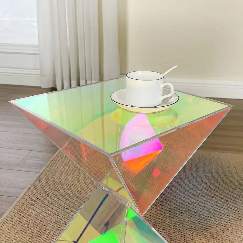 Modern Acrylic Accent End Table, Outdoor Side Tables - 18.11H x 12.6W x 12.6L 17
