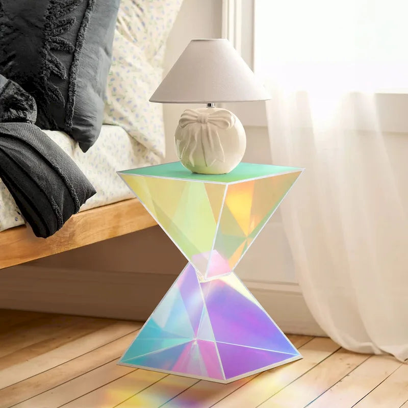 Modern Acrylic Accent End Table, Outdoor Side Tables - 18.11H x 12.6W x 12.6L 22
