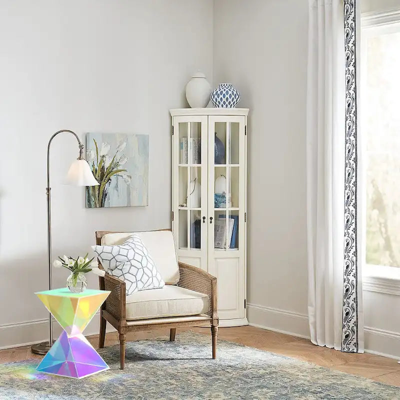 Modern Acrylic Accent End Table, Outdoor Side Tables - 18.11H x 12.6W x 12.6L 23