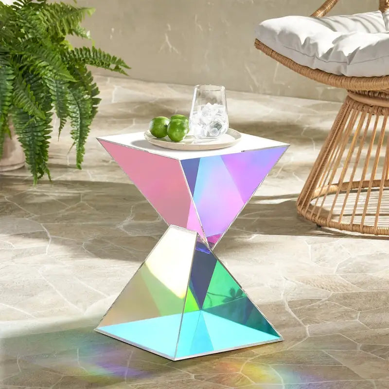 Modern Acrylic Accent End Table, Outdoor Side Tables - 18.11H x 12.6W x 12.6L 24