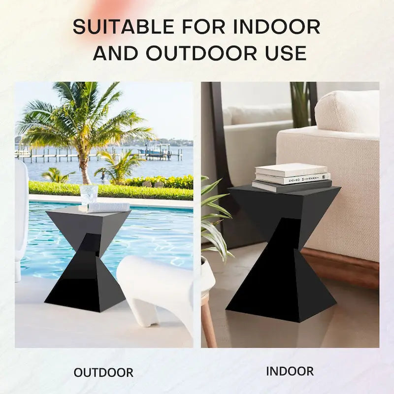 Modern Acrylic Accent End Table, Outdoor Side Tables - 18.11H x 12.6W x 12.6L 27