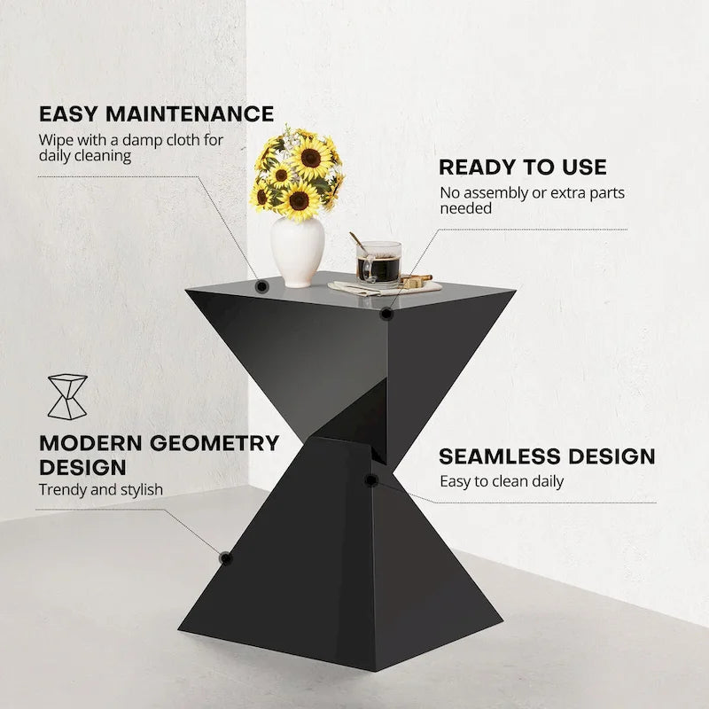 Modern Acrylic Accent End Table, Outdoor Side Tables - 18.11H x 12.6W x 12.6L 30
