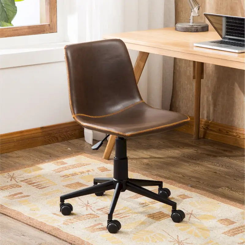 Faux Leather 360 Swivel Air Lift Office Chair, Antique Brown 11