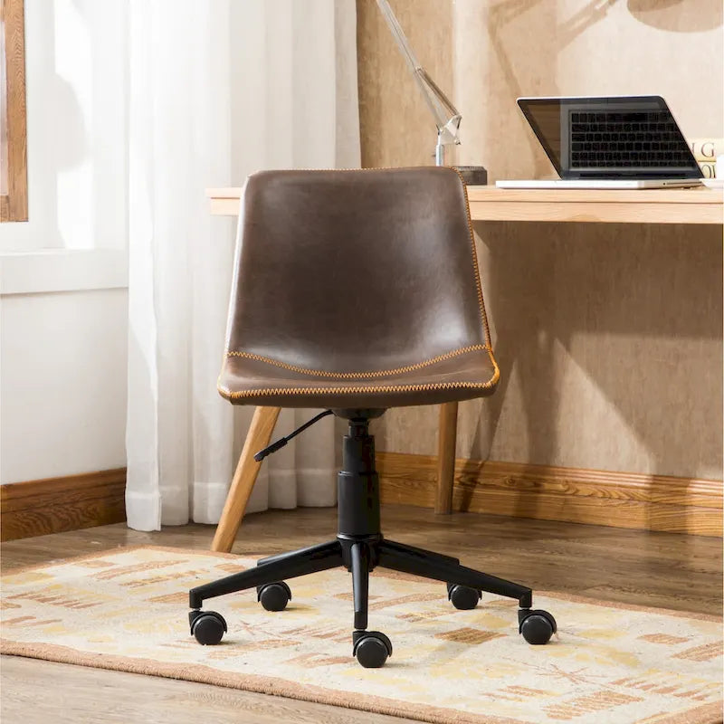 Faux Leather 360 Swivel Air Lift Office Chair, Antique Brown 2