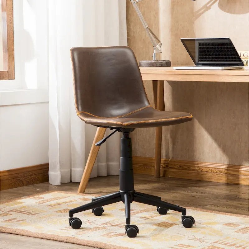 Faux Leather 360 Swivel Air Lift Office Chair, Antique Brown 3