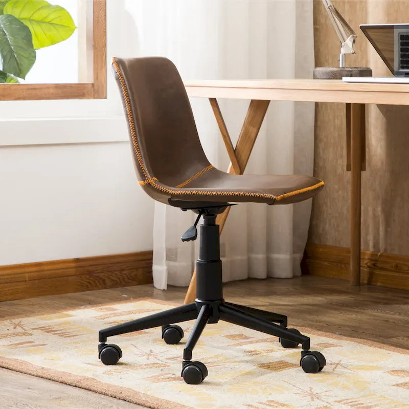 Faux Leather 360 Swivel Air Lift Office Chair, Antique Brown 4