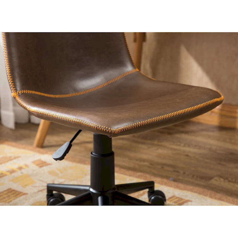 Faux Leather 360 Swivel Air Lift Office Chair, Antique Brown 5