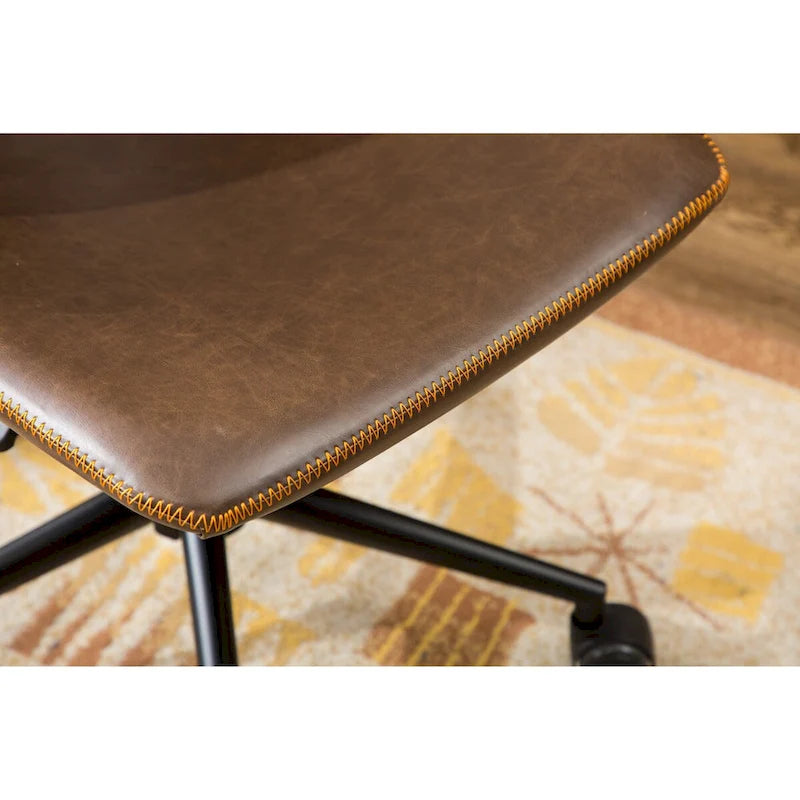 Faux Leather 360 Swivel Air Lift Office Chair, Antique Brown 6