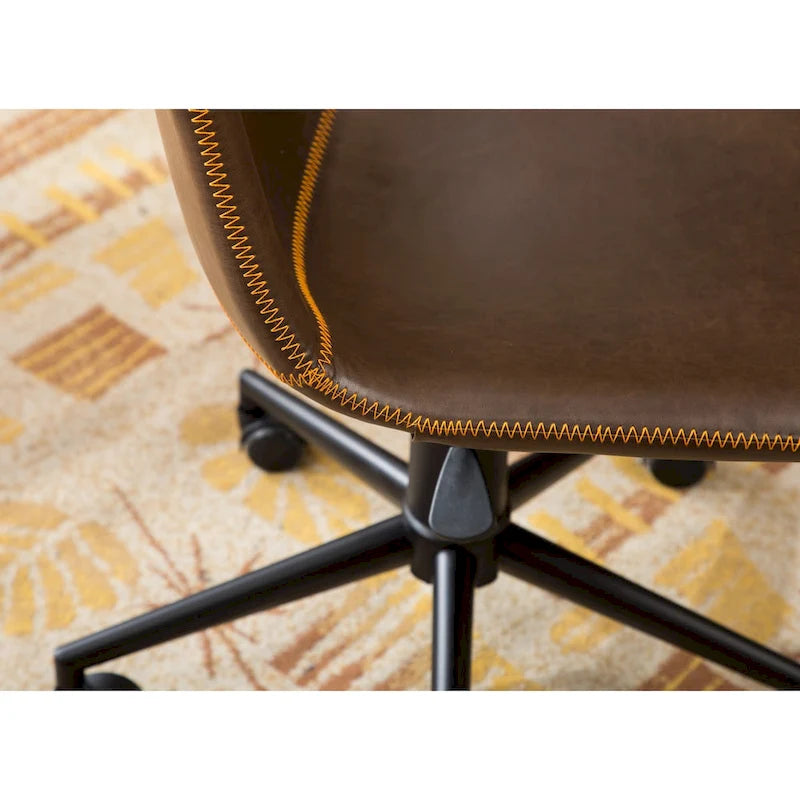 Faux Leather 360 Swivel Air Lift Office Chair, Antique Brown 7