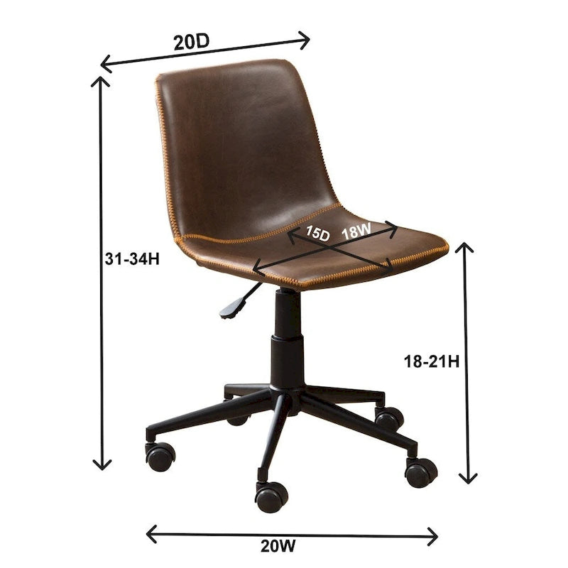 Faux Leather 360 Swivel Air Lift Office Chair, Antique Brown 10