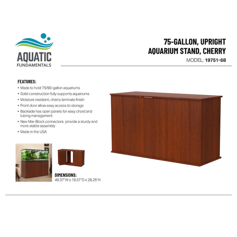 Aquatic Fundamentals 75/90 Gallon Serene Cherry Aquarium Stand with Enclosed Storage 3