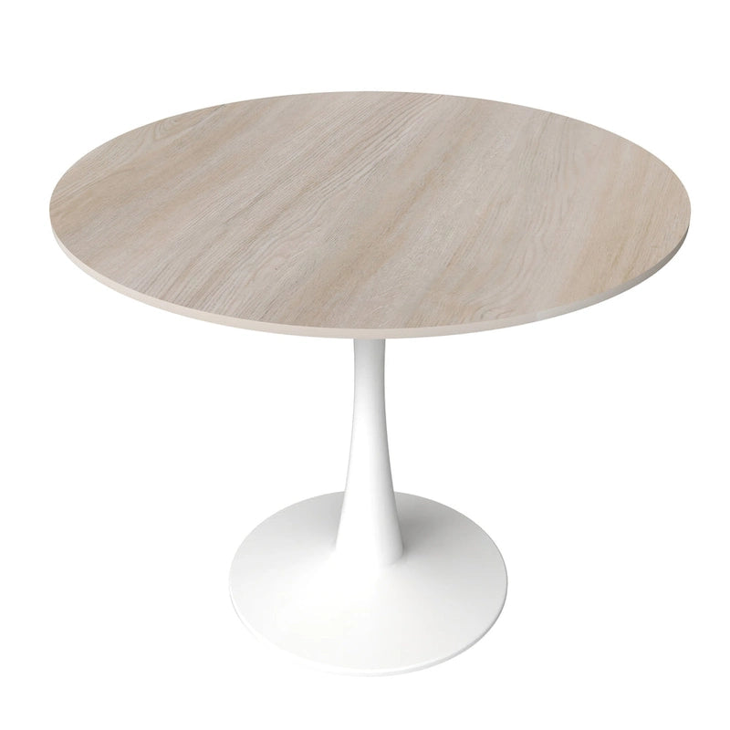 Bristol Round Dining Table for 4, 35 Sintered Stone Tabletop with White Stainless Steel Pedestal Base 25