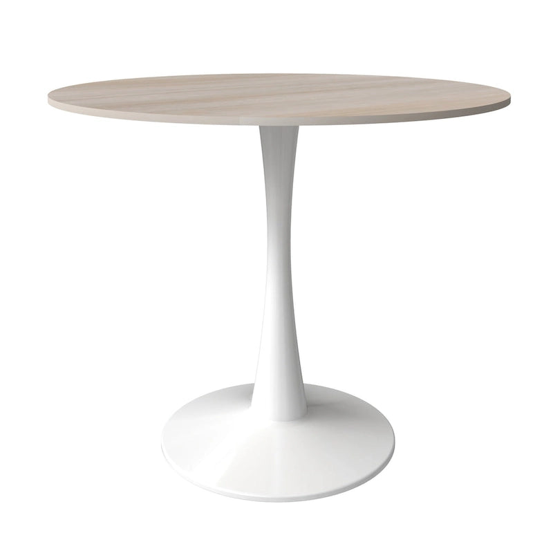 Bristol Round Dining Table for 4, 35 Sintered Stone Tabletop with White Stainless Steel Pedestal Base 31