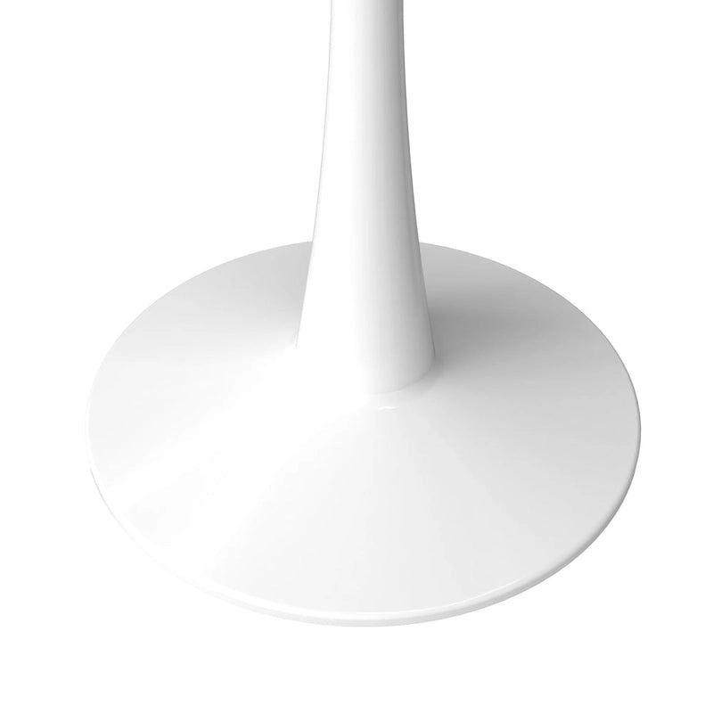 Bristol Round Dining Table for 4, 35 Sintered Stone Tabletop with White Stainless Steel Pedestal Base 32