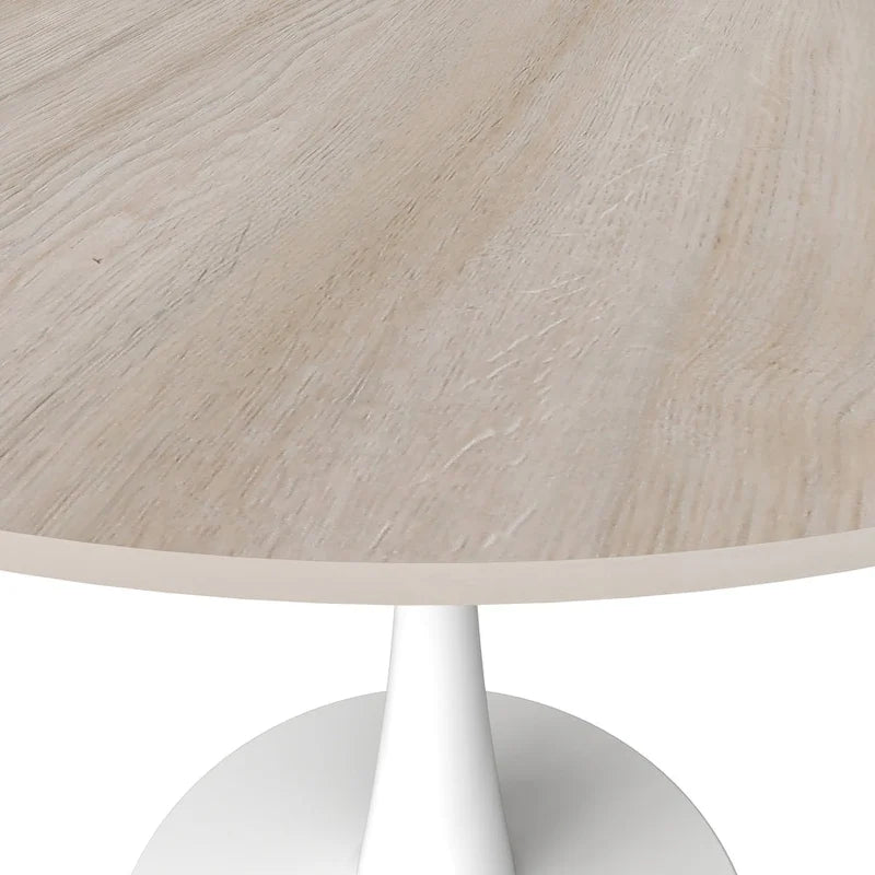 Bristol Round Dining Table for 4, 35 Sintered Stone Tabletop with White Stainless Steel Pedestal Base 33