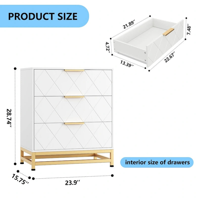 3 Drawer Dresser, Wood Chest Drawers 6