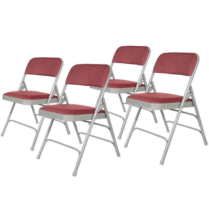 Sedia pieghevole a tre rinforzi in tessuto della collezione Bernadine di Hampden Furnishings, confezione da 4 pezzi 32