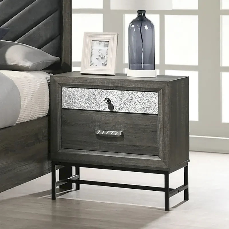 Set camera da letto a piattaforma contemporanea grigia a 6 pezzi Heinisk di Furniture of America 4